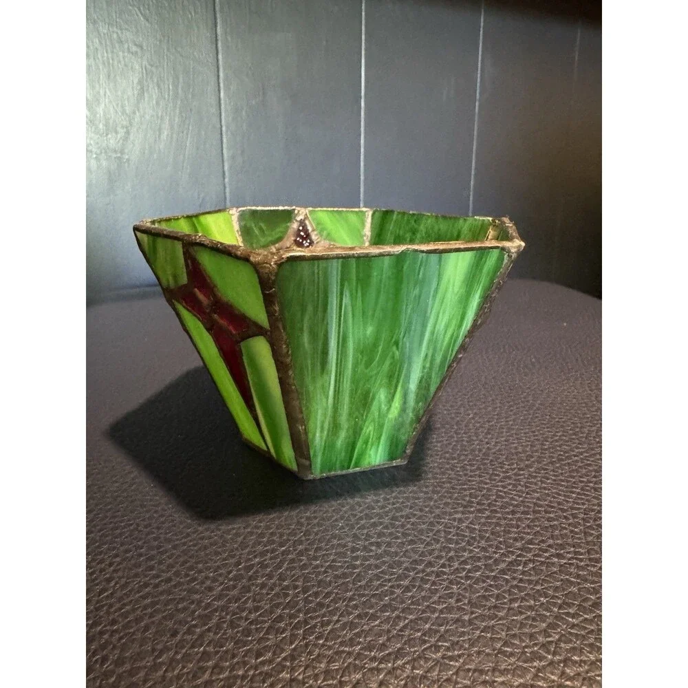 Vintage Pier 1 Geometric Stained Glass Votive Holder / Mini Vase